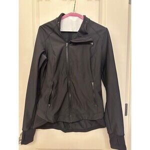 LULULEMON Sz 8 KEEP IT UP BLACK MOTO STYLE JACKET SOFT SHELL